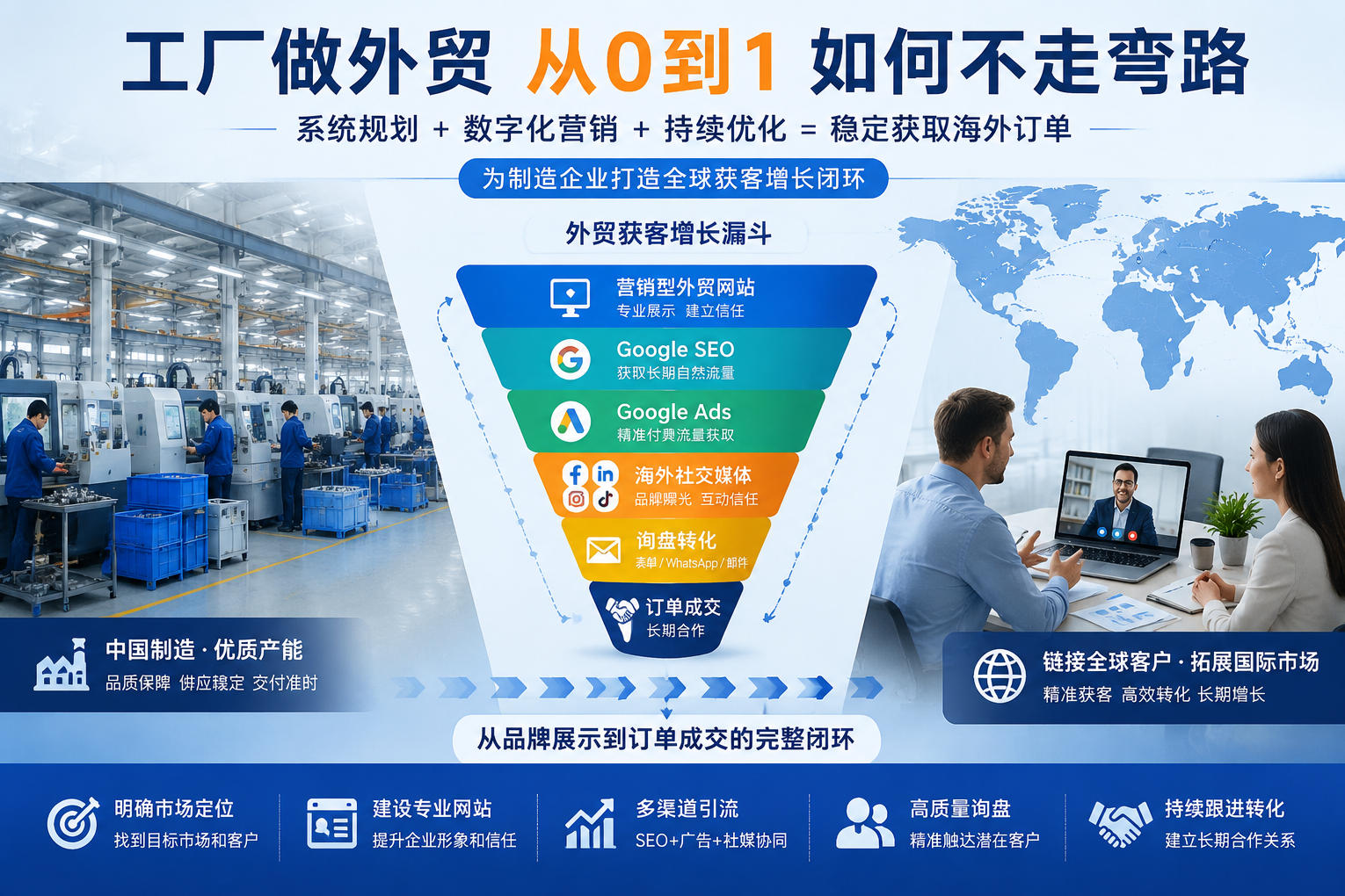 工厂做外贸从0到1完整指南：制造企业如何避免踩坑，实现海外获客增长